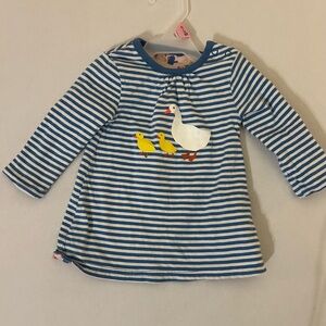 Baby Boden Blue Striped Dress with Duck Print